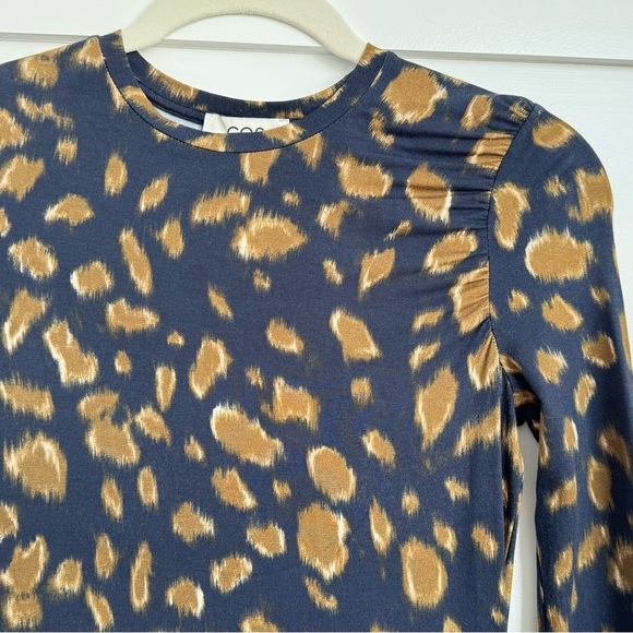 COS Leopard Print Top - Dark Blue and Gold - Picture 2 of 5